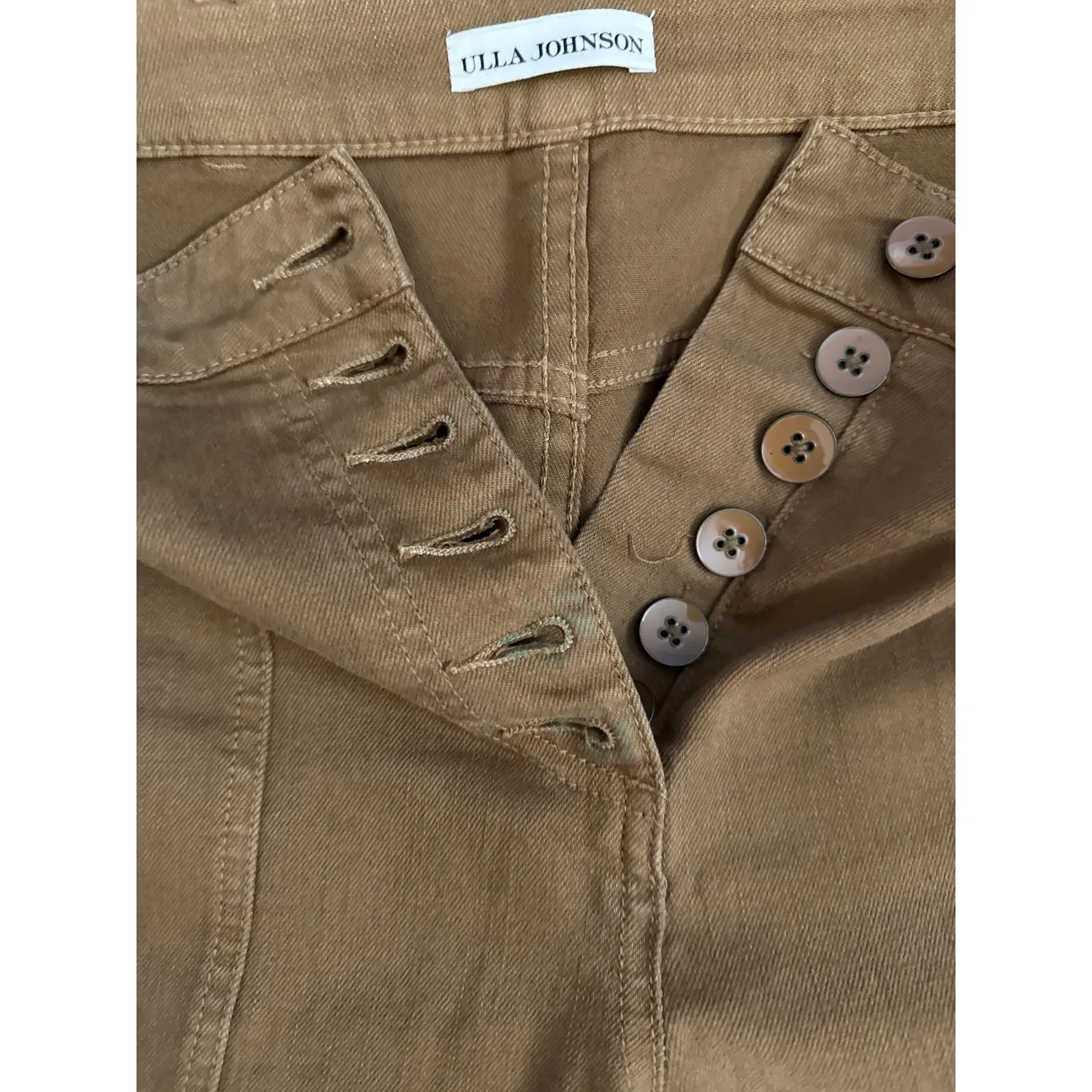 Ulla Johnson Button Fly High-Rise Straight Leg Pants in Camel Size 2 - Image 4