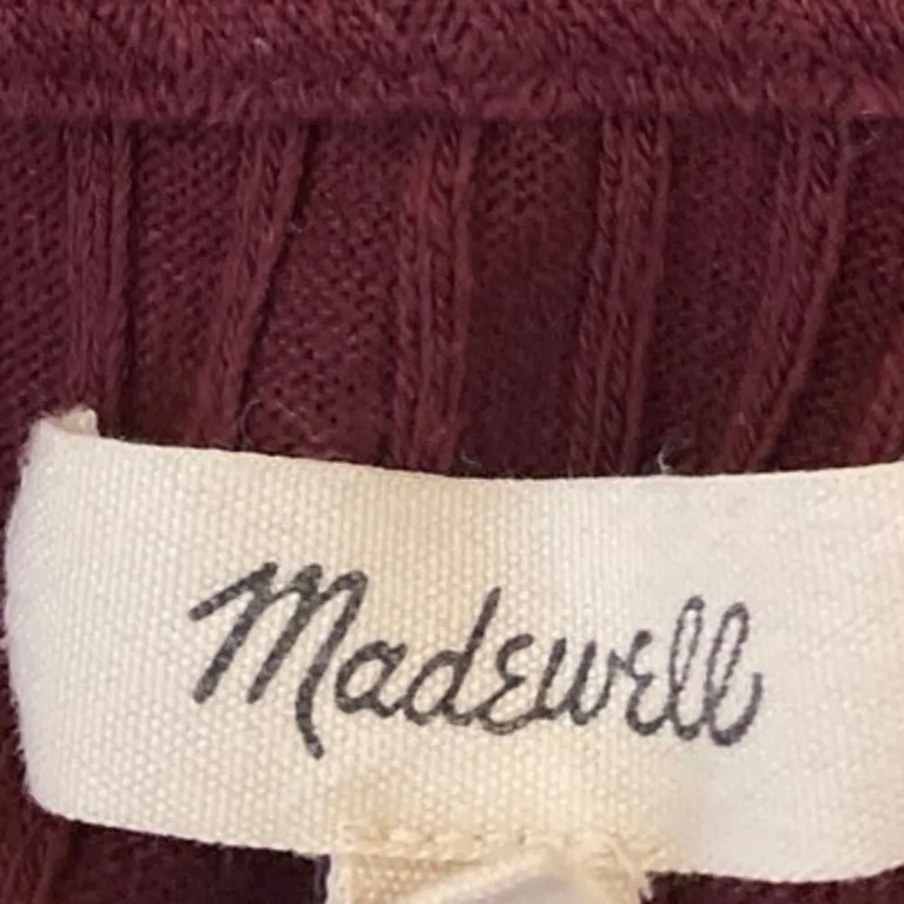 Madewell Maroon Red Rib knit Sweetheart Neck Long Sleeve Slim Sweater Top Sz XS - Image 3