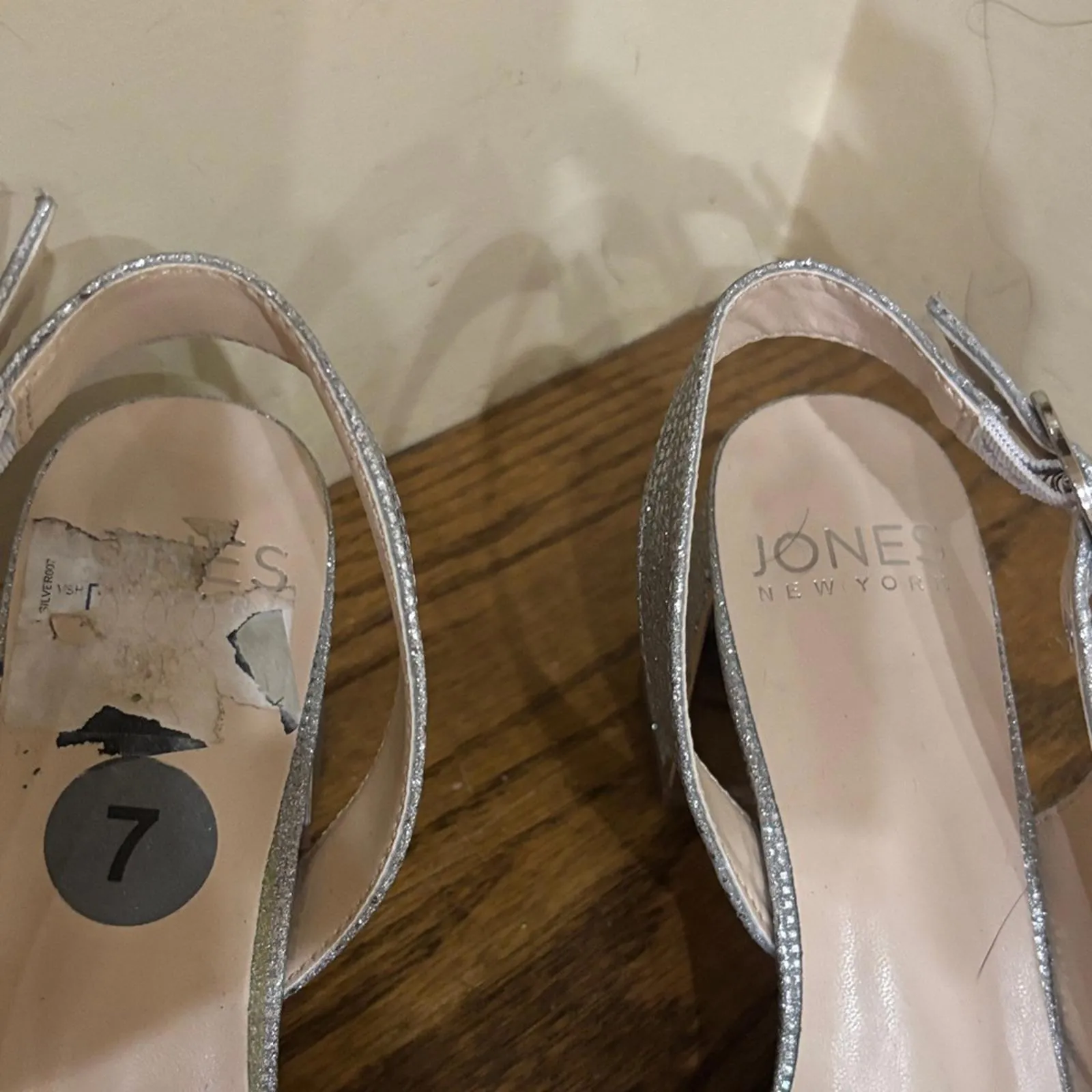 Jones New York Silver metallic block Heeled Shoes formal party homecoming - Image 4