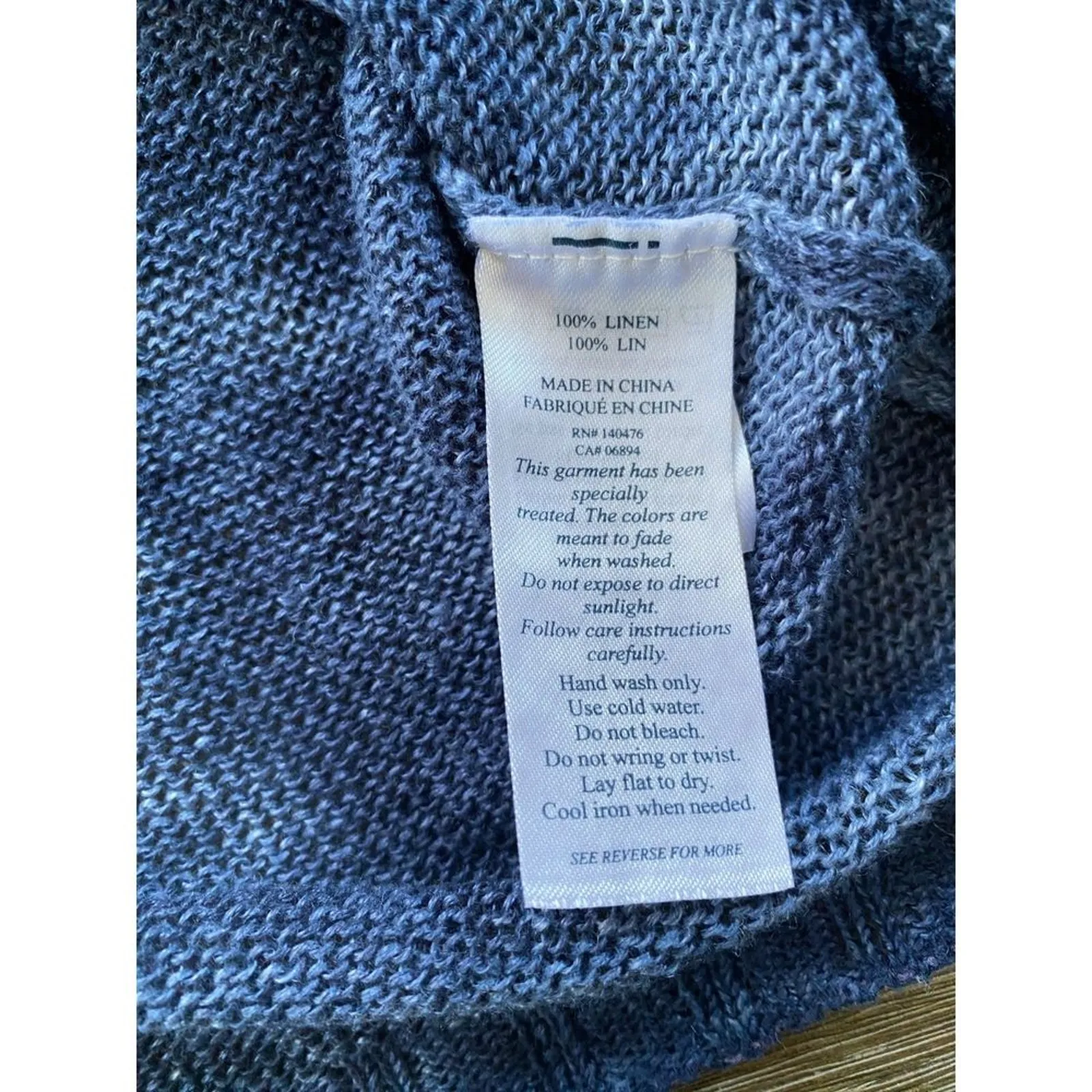 Faherty Reenie Lightweight Linen Sweater Tie Dye Navy Blue Size Small - Image 5