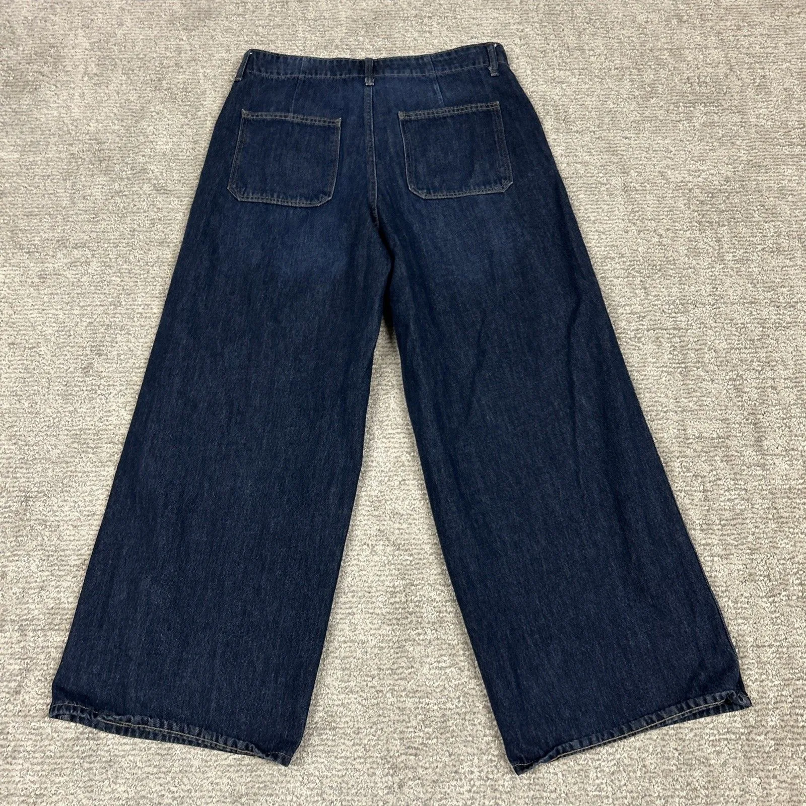 Old Navy Jeans Womens 12 Blue Drapey Demim High Rise Wide Leg Trouser Baggy - Image 6