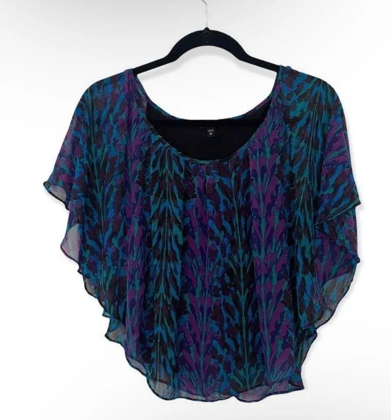 EXPRESS SZ XS abstract flowy blouse - Image 3