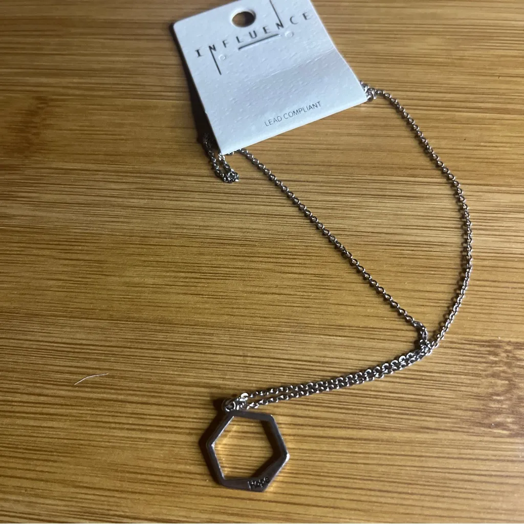 New Elegant Silver HOPE Hexagon Pendant Necklace - Image 5