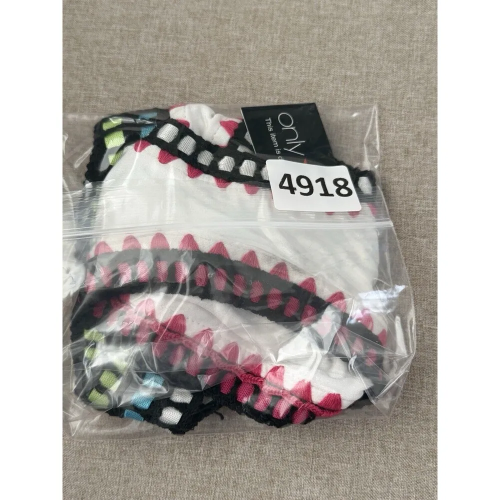 BAR III Women's Bikini Bottom White Pink Border Size Small Crochet trim - Image 3