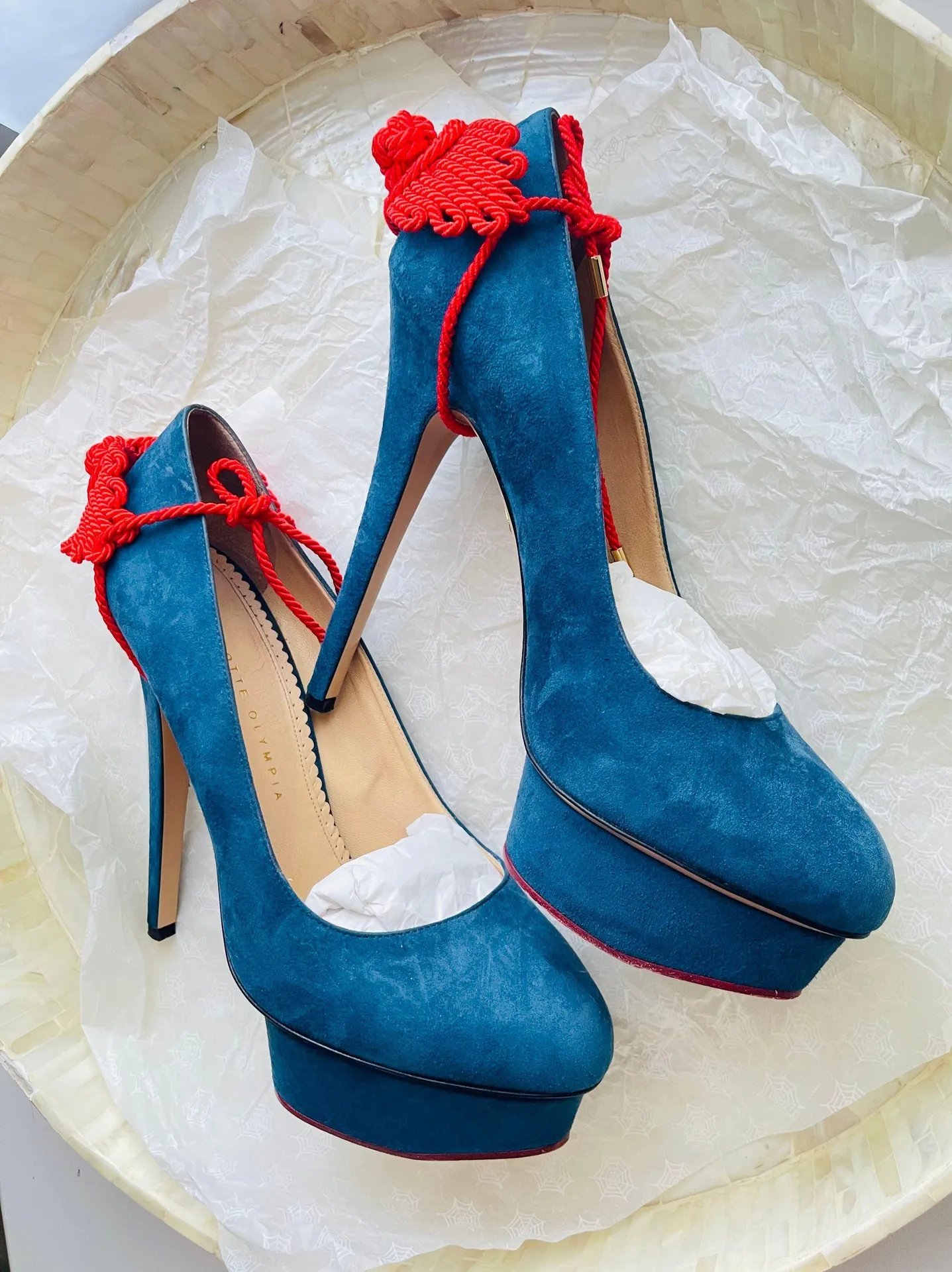CHARLOTTE OLYMPIA Eternally Dolly Embellished Suede Pumps   - Image 4