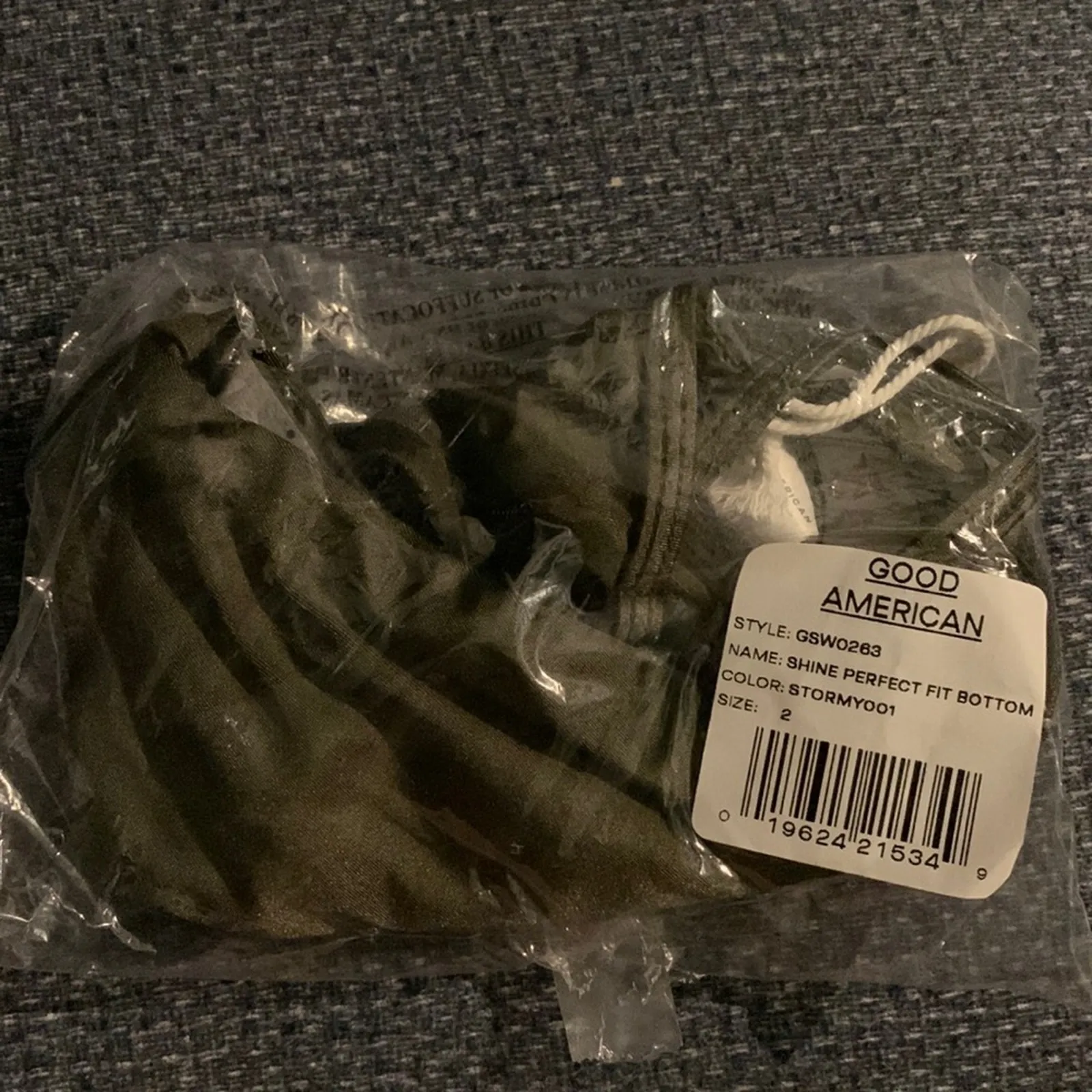 NWT Good American Shine Perfect Fit Ruched Bikini Bottoms Stormy001 - Image 2