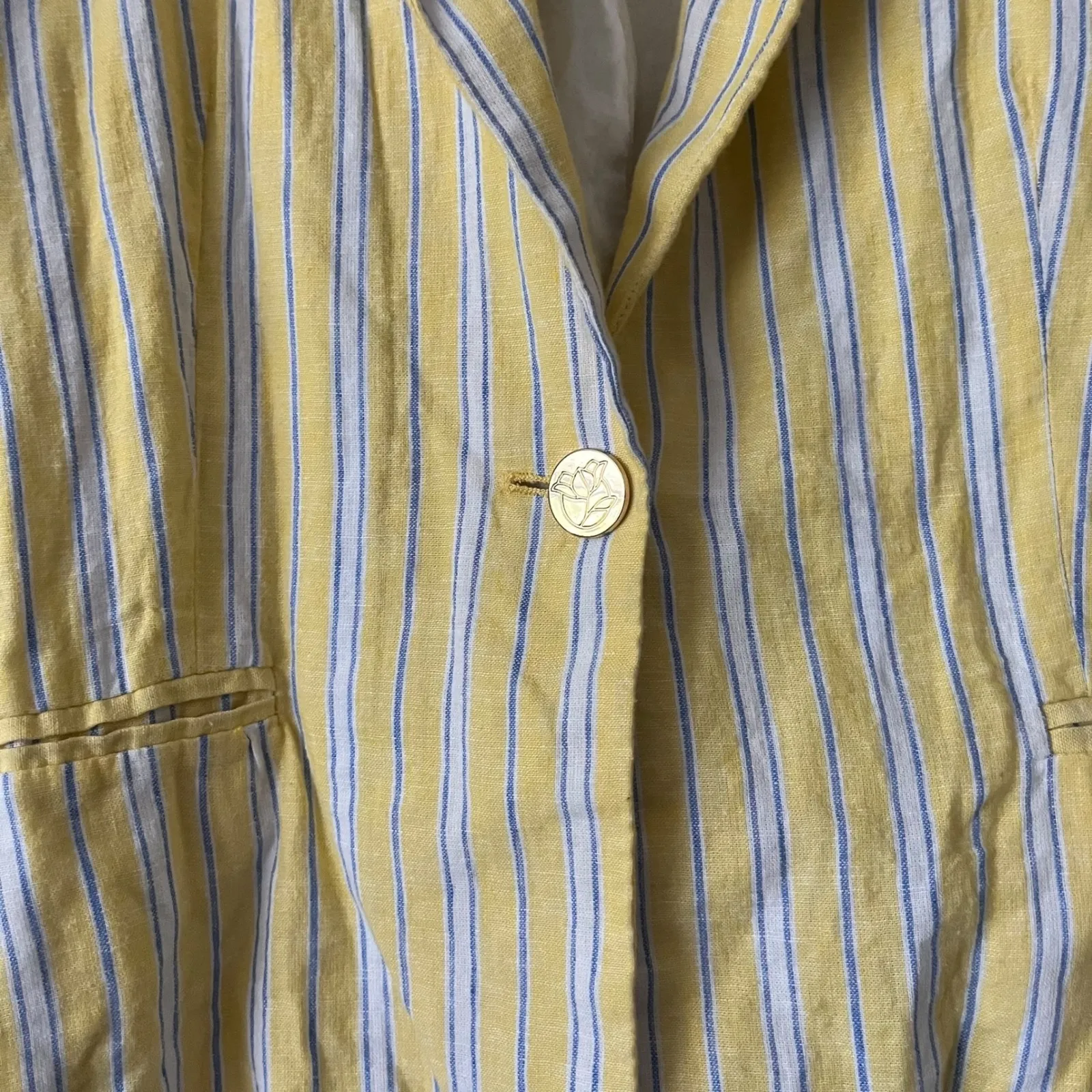 Draper James RSVP Yellow Striped Linen Blend Blazer Jacket Women's XXL - Image 3