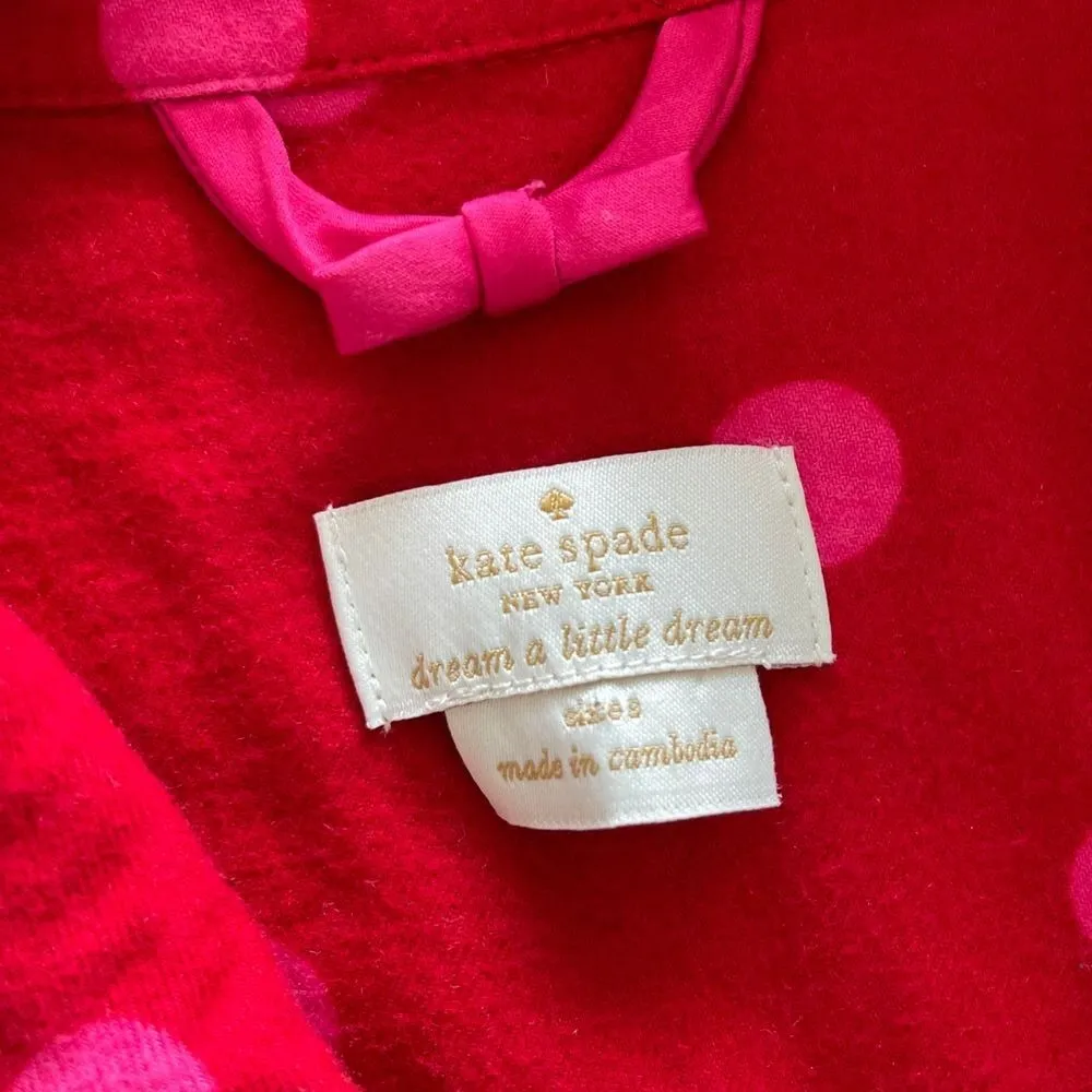 Kate Spade Polka Dot Pajama‎ Top Womens Size S Red Pink Loungewear Sleep - Image 3