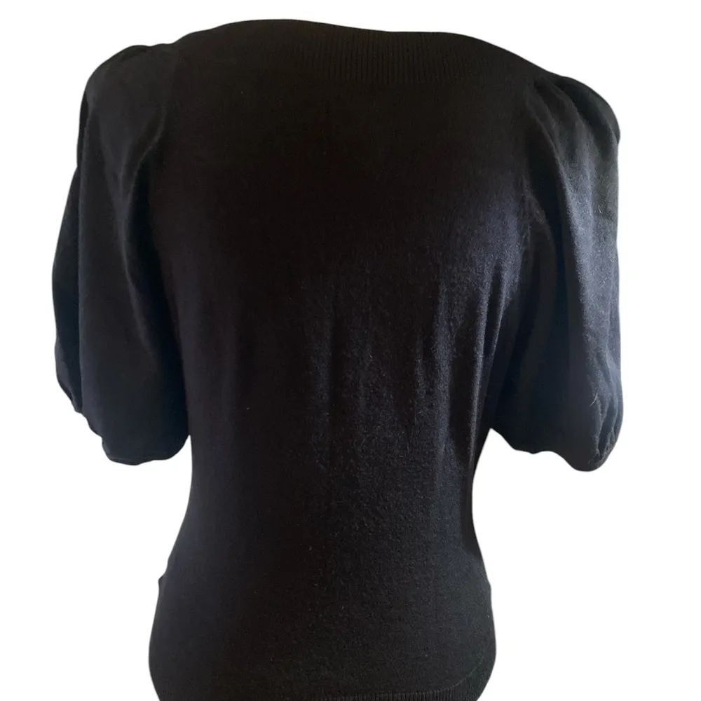 Worthington Puff Sleeved Black Button-Up Sweater - Image 2