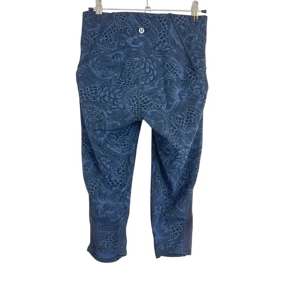Lululemon Train Times Crop (17") Nouveau‎ Mach Blue Black | SIZE: 6 EUC W6AHYS - Image 2