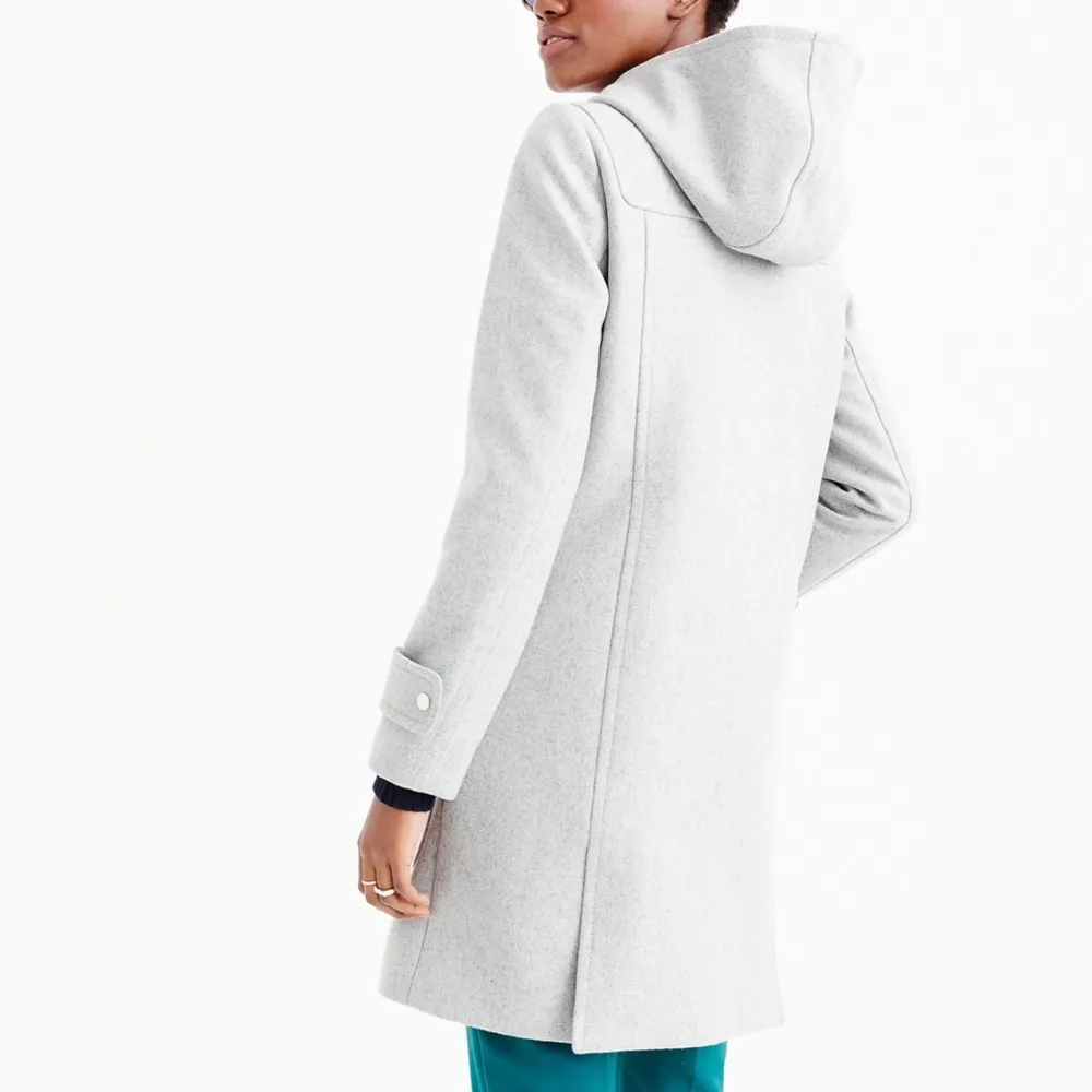 J. Crew Wool Melton Duffle Coat petite gray hooded cocoon peacoat jacket gray 00 - Image 5