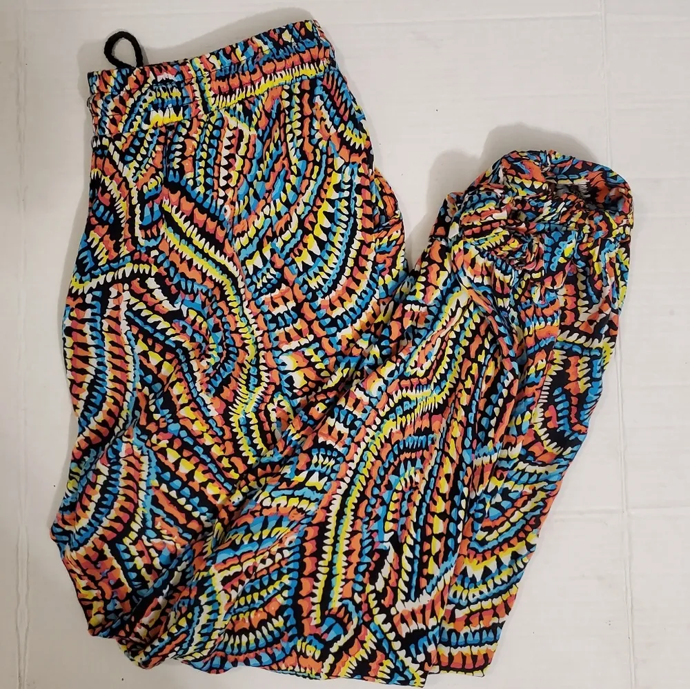 🔥SALE🔥New Look Multicolored Scrunched Ankle BOHO Pants 1X - Image 9