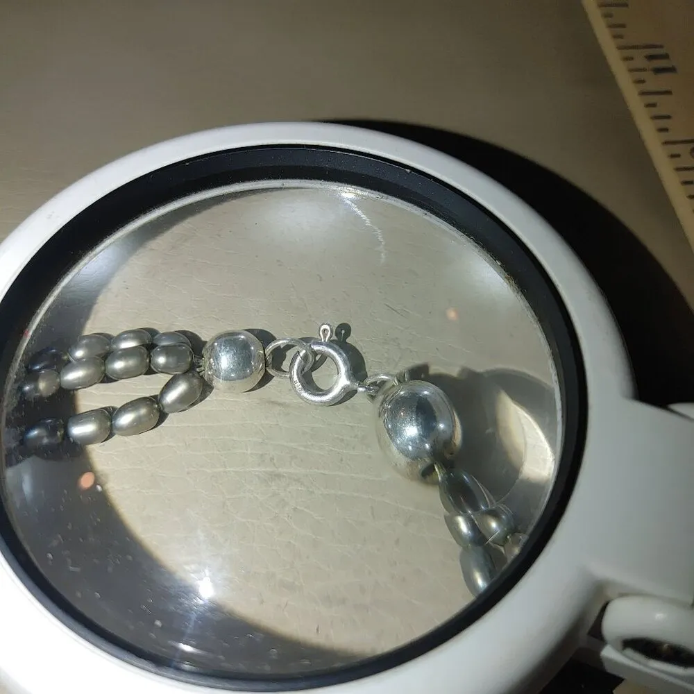 Cultured Pearl Necklace Baroque Sterling Stone Beige Cream Rock Statement Earth - Image 2