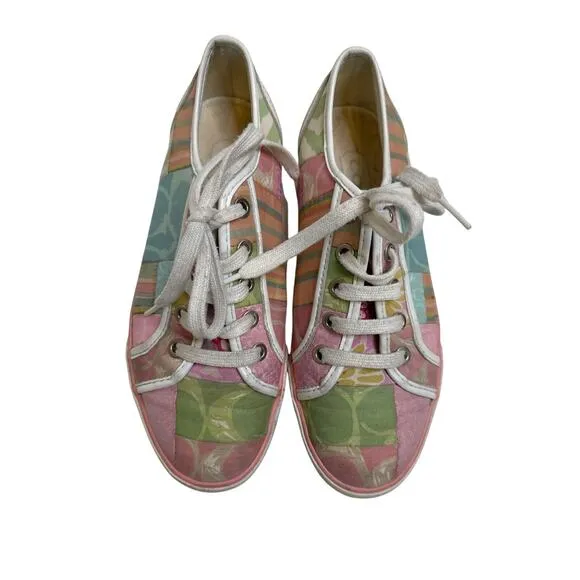 Coach Patchwork Dawnell Pastel Lace Up Sneakers Sz 6.5M Women’s Colorful - Image 2