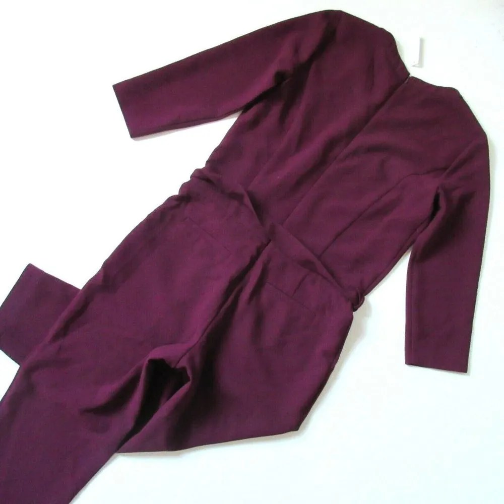NWT Madewell Sloan Jumper in Dark Cabernet Burgundy Belted Crepe Jumpsuit 2 - Image 6