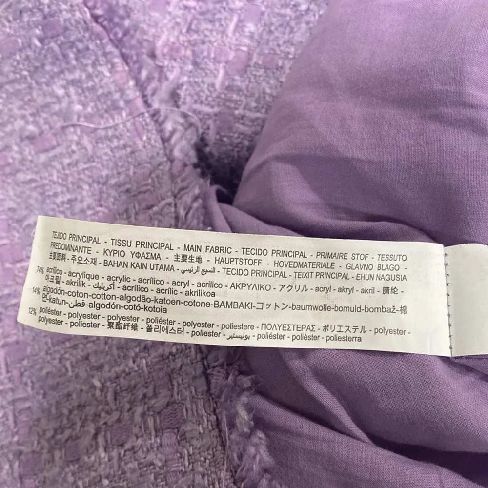 Zara Purple Tweed Double Breasted Rhinestone Button Dress Size Small - Image 8