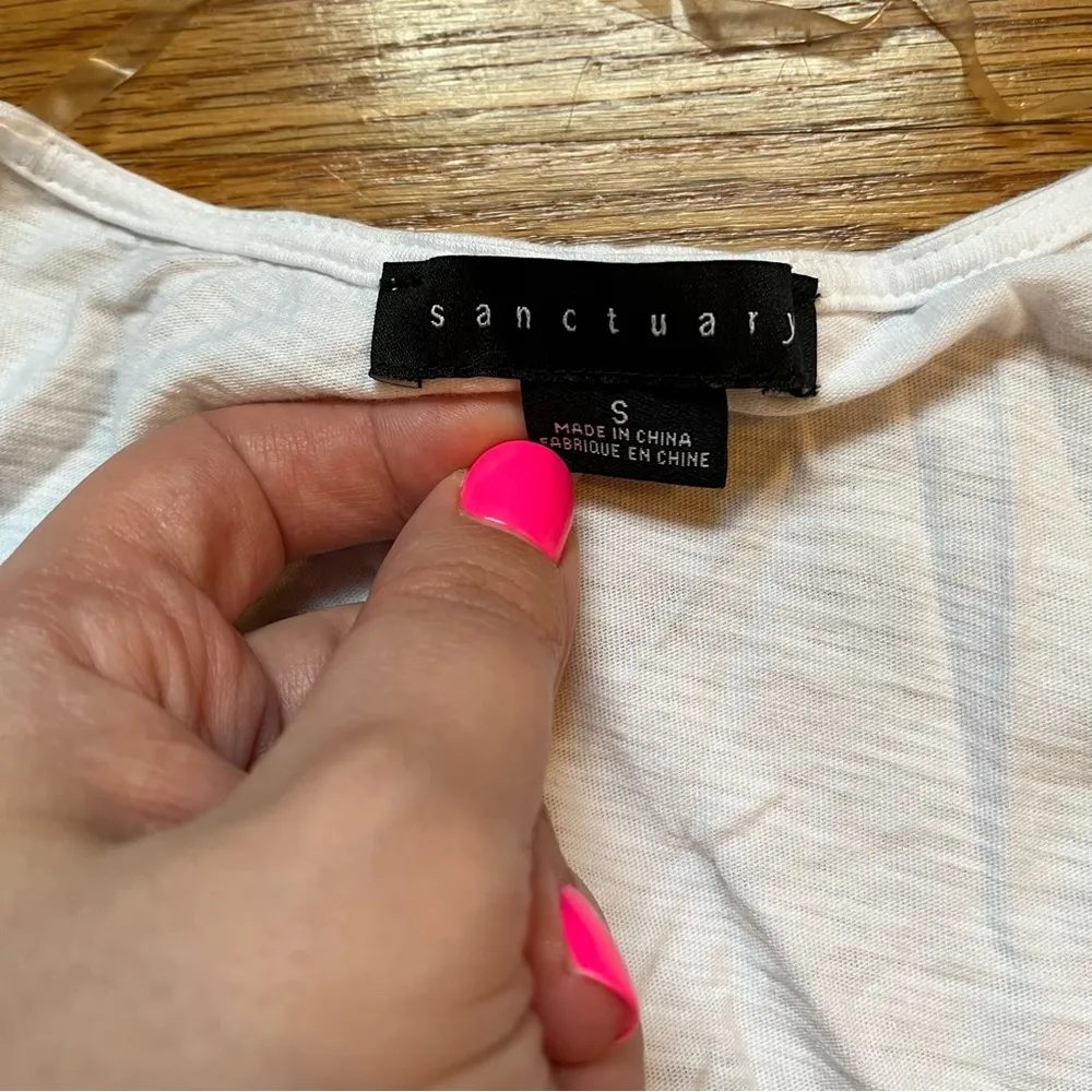 Sanctuary by Anthropologie white button front tie front top size small - Image 5