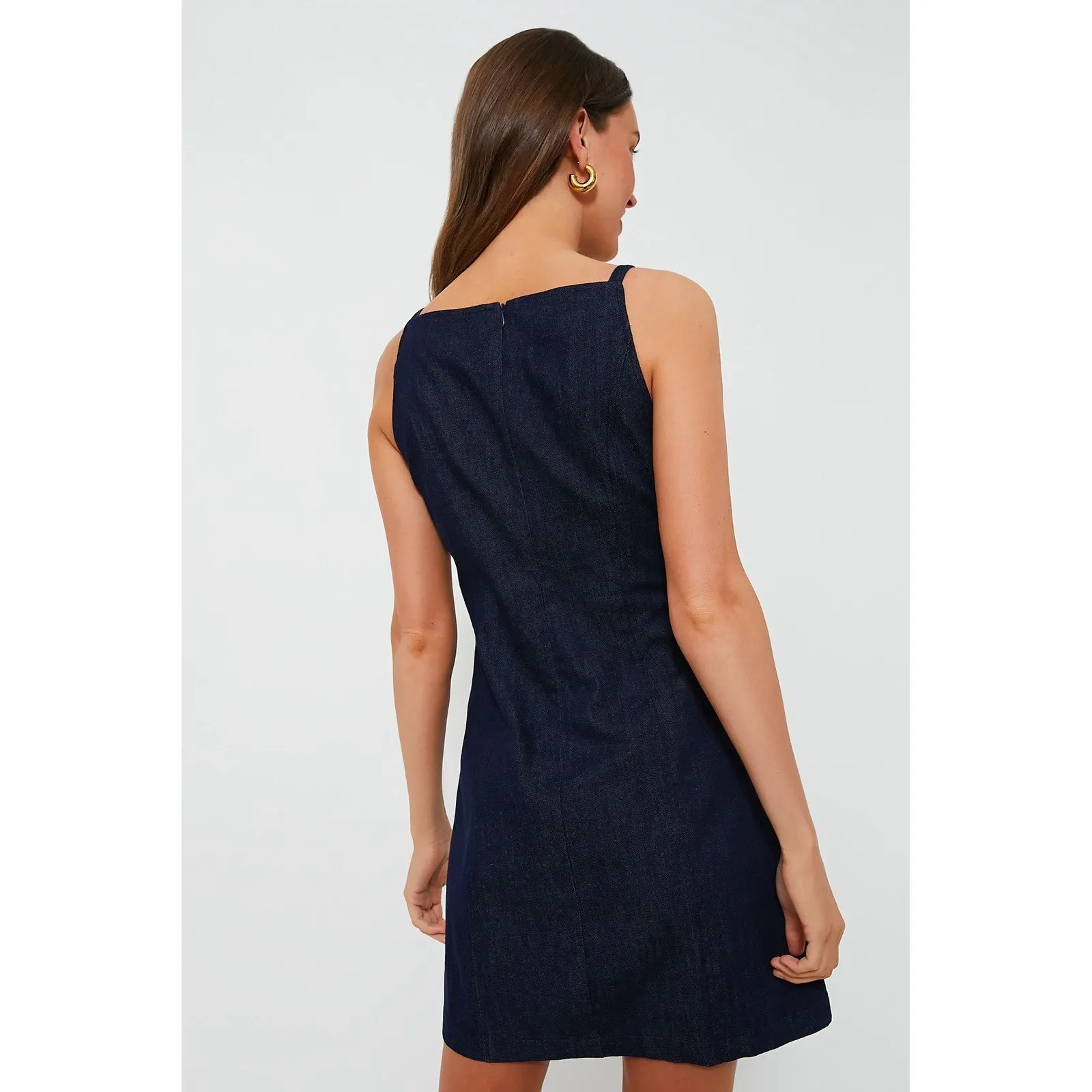 Tuckernuck Denim Lilliana Mini Dress Size XXL Dark Blue Button Front Sleeveless - Image 2