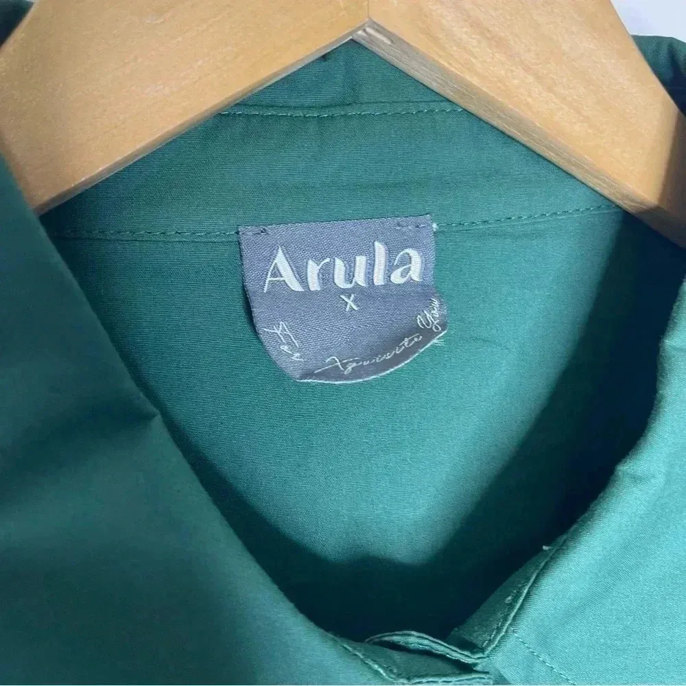 Arula Green Button Down Shirt Dress Julianna Size X 10 - Image 4