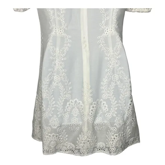 Anthropologie Dress‎ The Population Eyelet Mini Dress White Puff Size Small NWT - Image 7