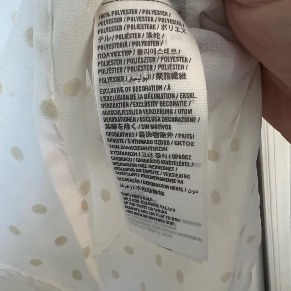 Abercrombie Button Up Blouse Long Sleeve White High Low Polka Dot Blouse Size XS - Image 7