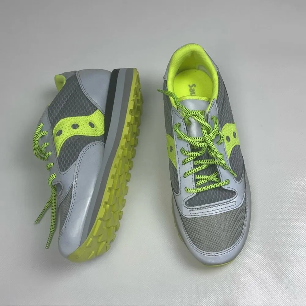 Saucony Womens Athletic Neon Jazz Triple Gray Citron Reflective Sneakers Sz 7.5 - Image 3