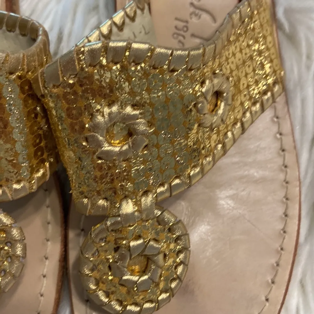 Jack Rogers Sandals size 7 M excellent condition color is gold - Image 2