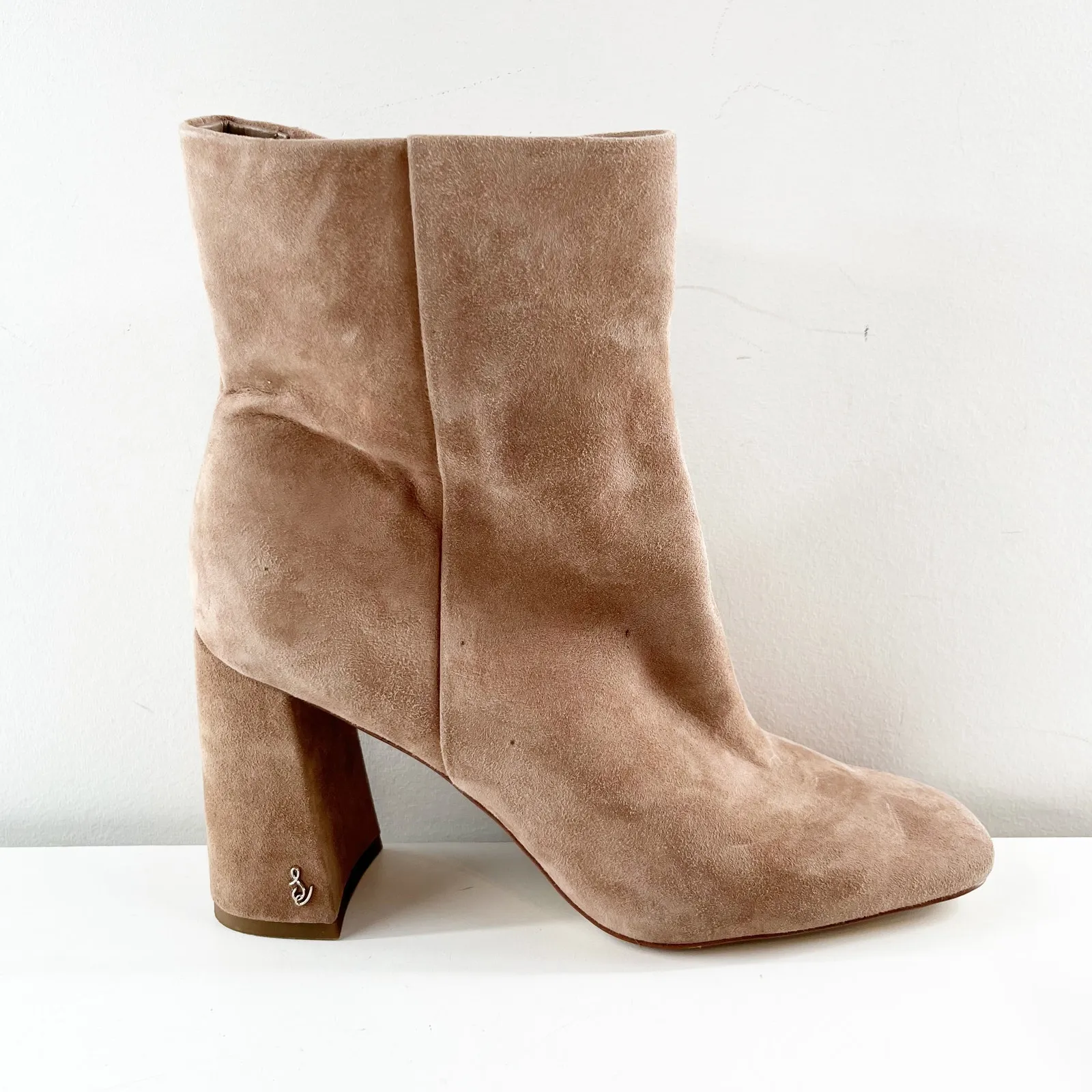 Sam Edelman Codie Suede Leather Square Toe Block Heel Ankle Boots Booties Brown - Image 2