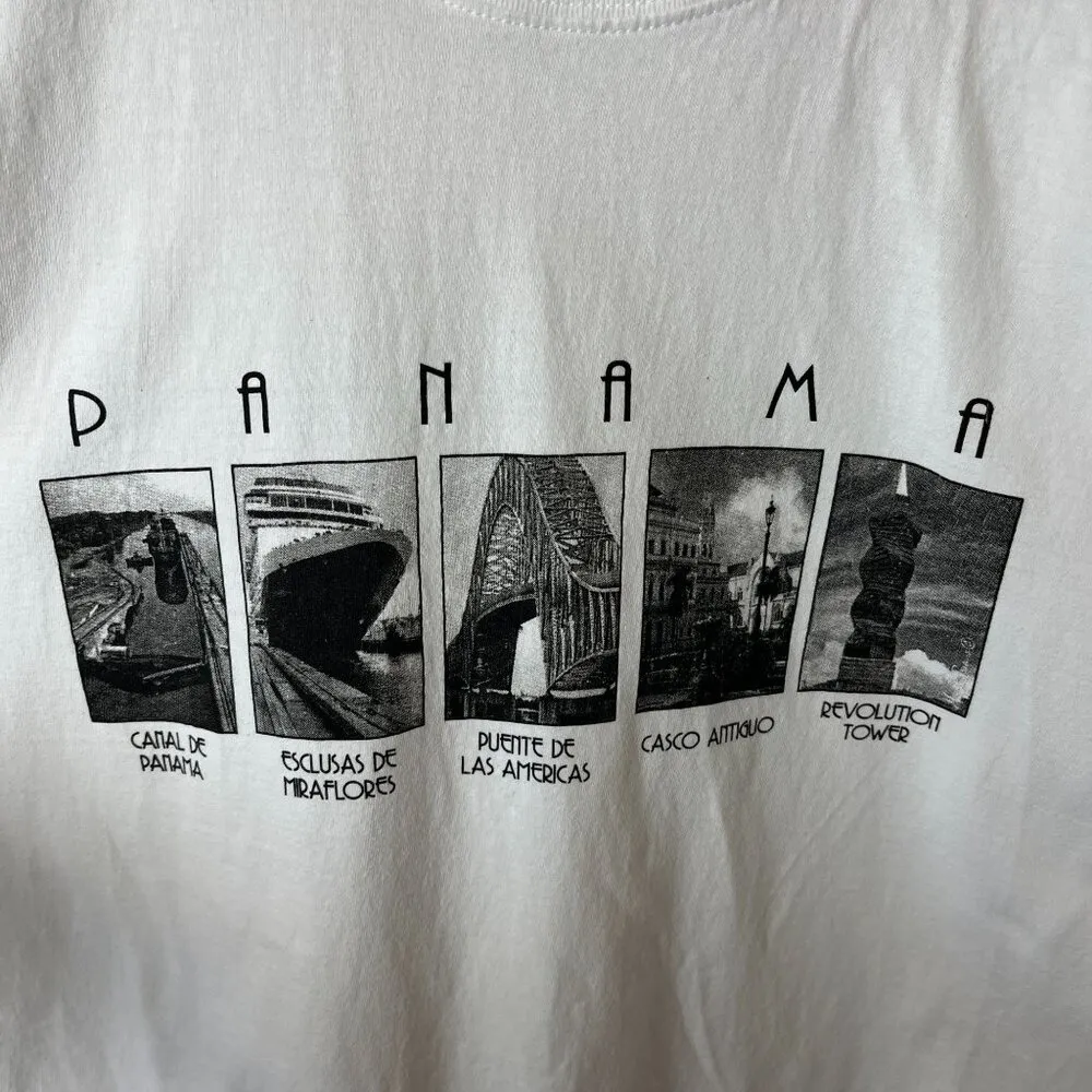 Panama T Shirt Vintage Y2K Large L White Graphic Tee - Image 5