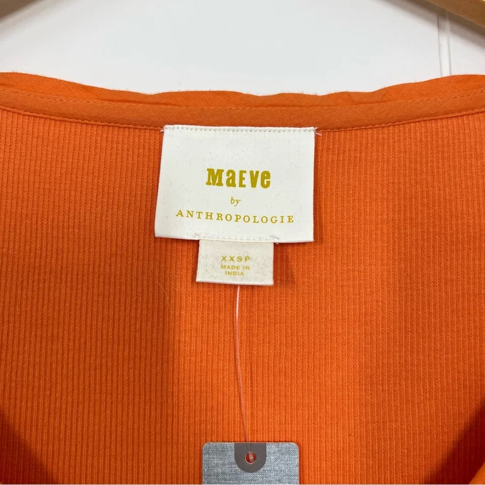 NEW Maeve By Anthropologie Orange Flutter Sleeve Top - Image 4