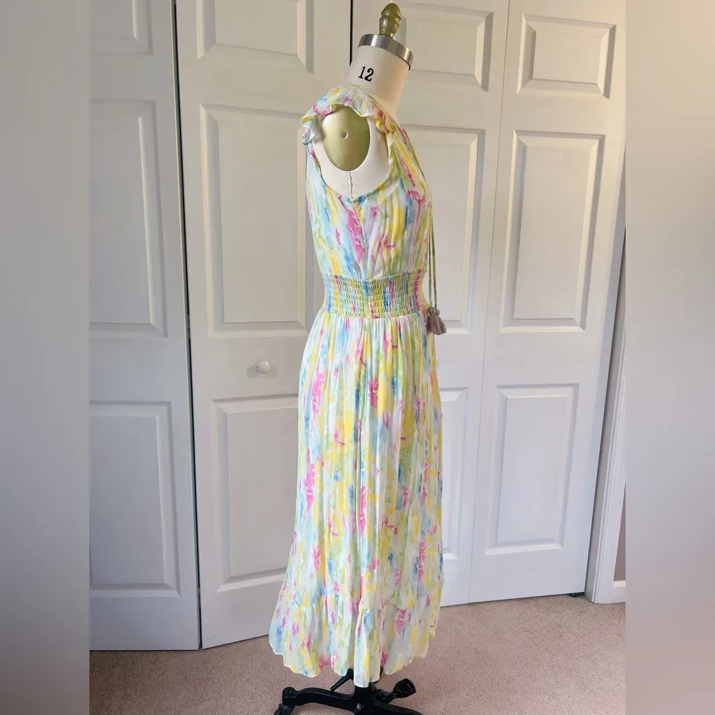 Anthropologie Watercolor Chiffon Sleeveless Maxi Dress - Image 5