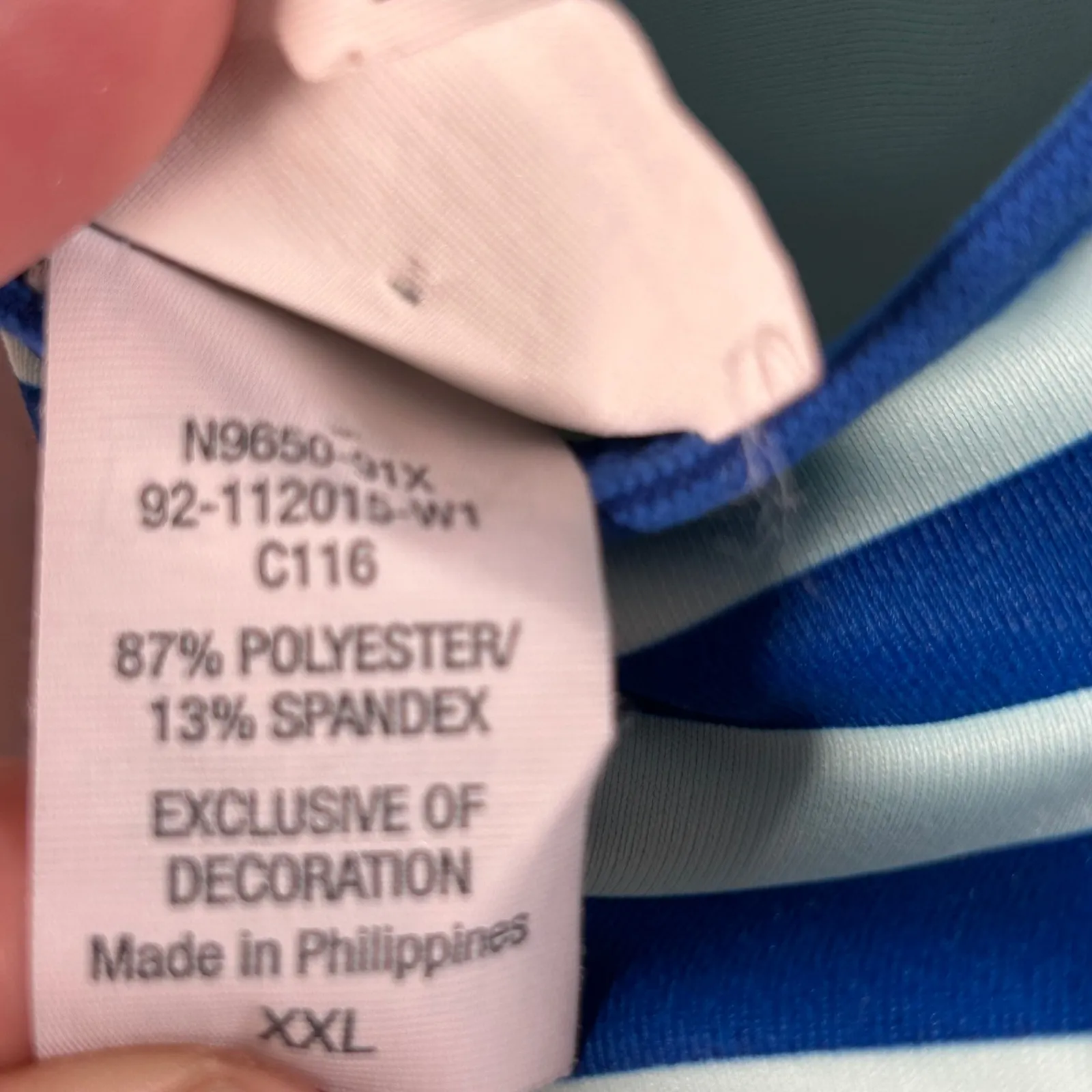 Champion UODRYA Blue White Floral Stripe Sports Bra Racerback Athletic XXL - Image 4