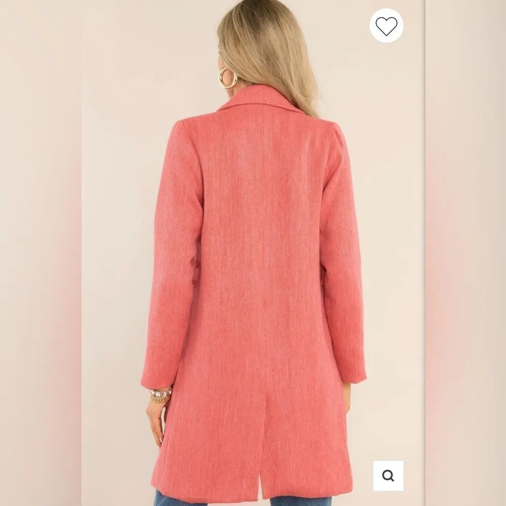 Aura On a High Note Coat Tie Waist Double Breasted Porcelain Rose Pink M - Image 2