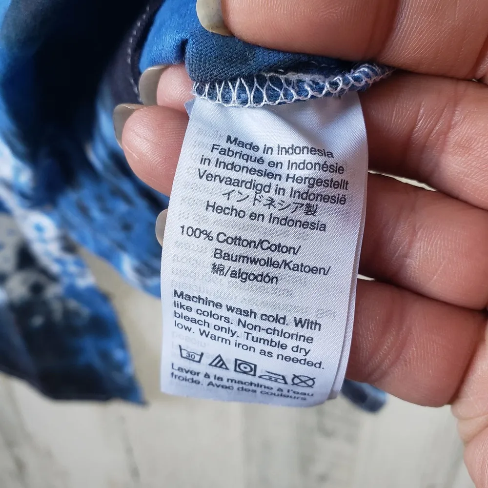 Madewell Black & Blue Crinkled Tie Dye Button Down Shirt Women's Size Medium - Image 6