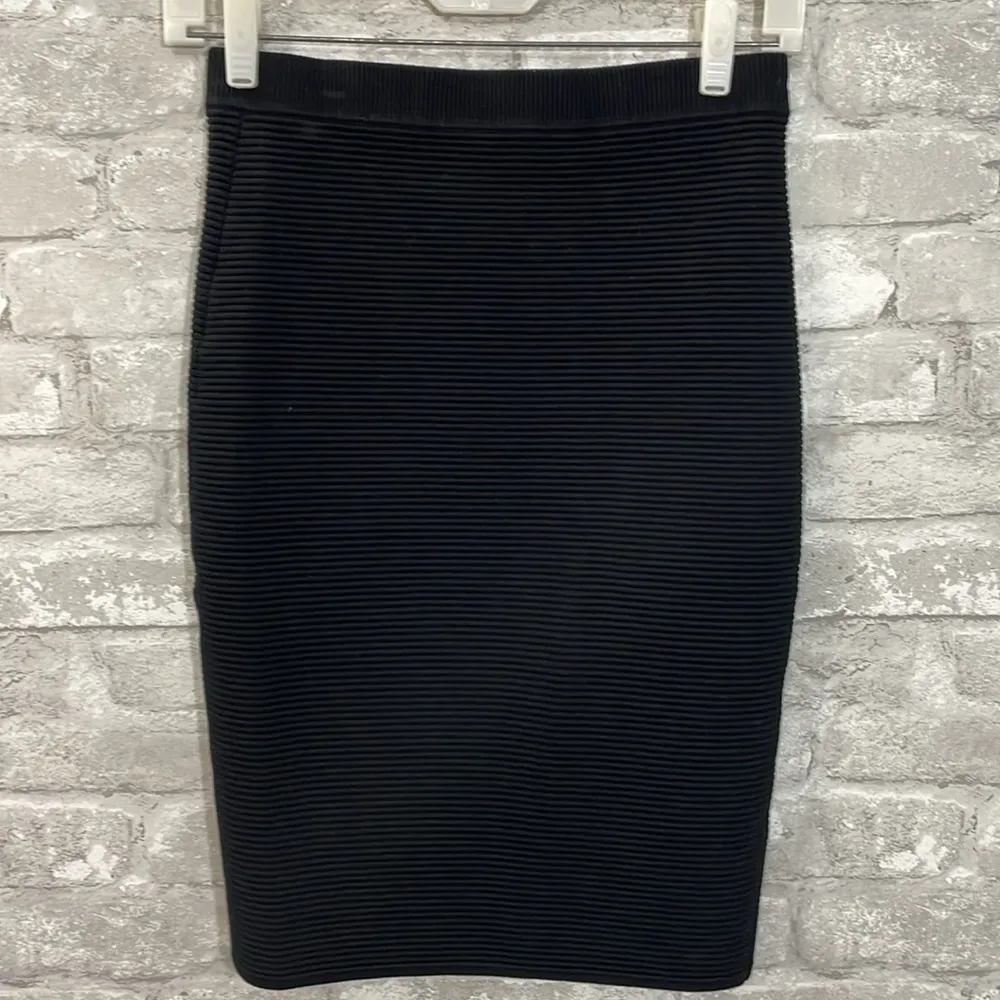 Rebecca Minkoff Black Ribbed Bodycon Skirt - Image 3