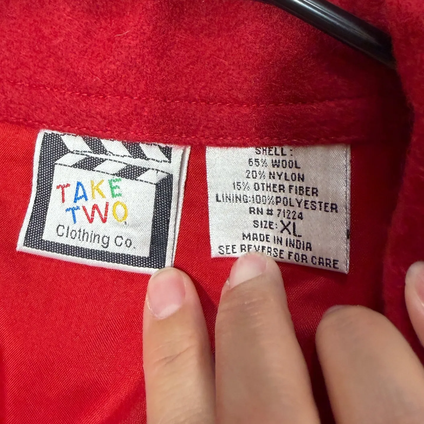 Take Two Clothing Co Red Snowman Snowflake Wool Blend Button Up Shirt Jacket XL - Image 5