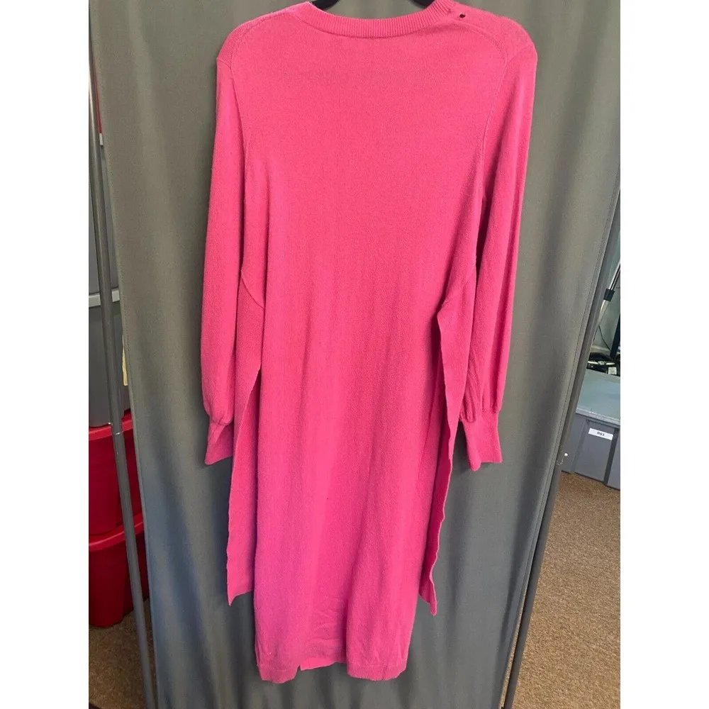 Ted Baker Sweater Dress Women's XS Pink Knit Long Sleeve Slouchy Tie Front B64 - Image 6