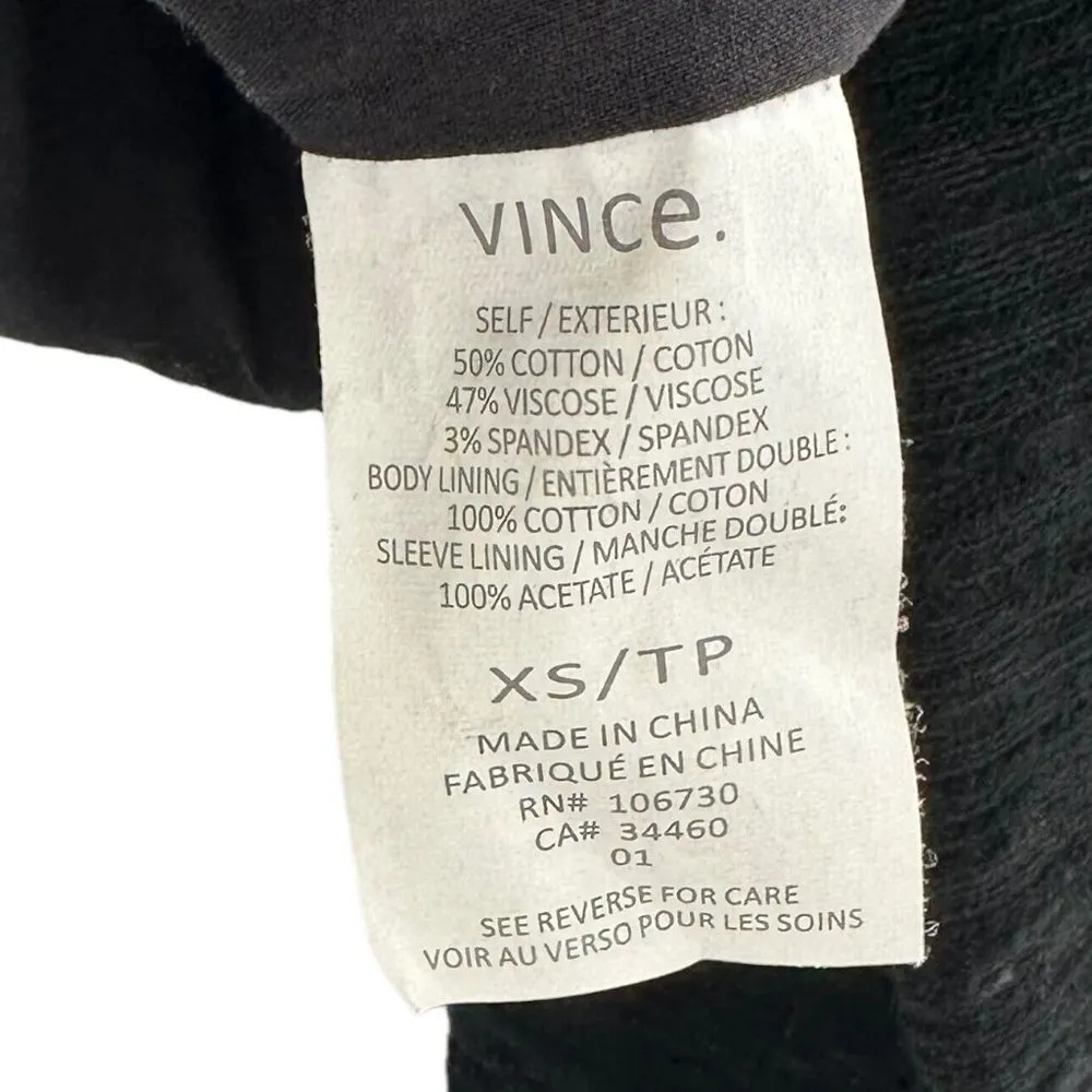 Vince Black Slub Textured Cotton Blend Jacket Women's Size XS Career Blazer - Image 4