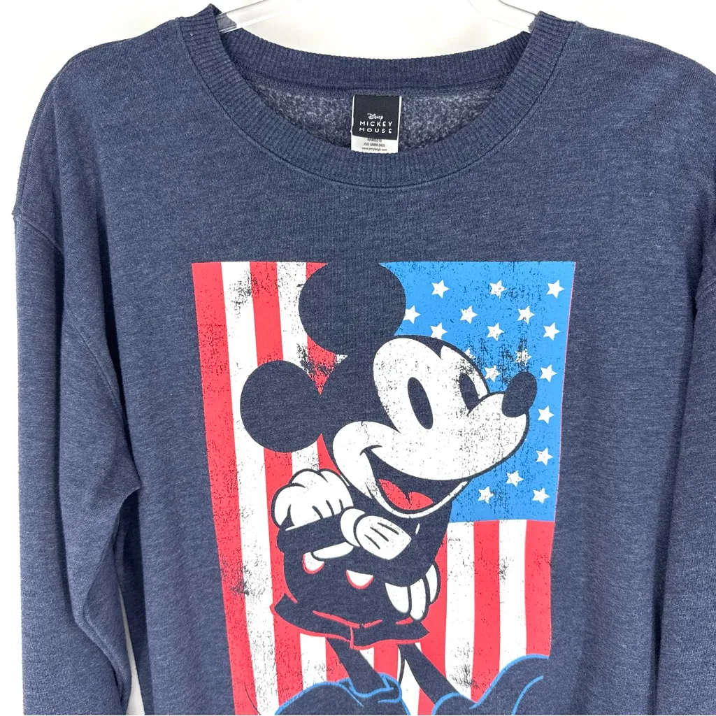 Disney Navy Blue Mickey Mouse American Flag Sweatshirt Size Medium - Image 2