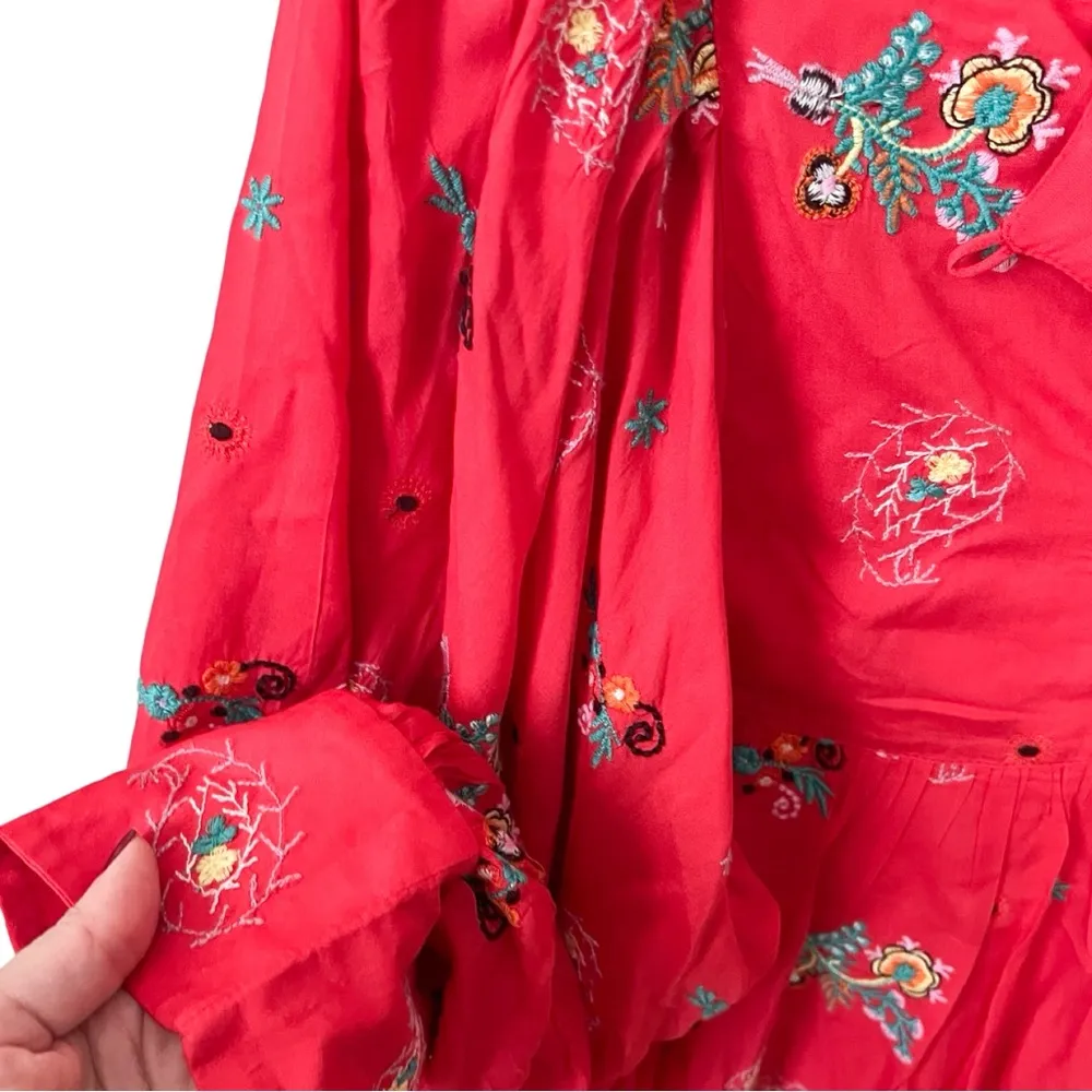 NWT ANTHROPOLOGIE ANTIK BATIK Houla Embroidered Long Sleeve Cotton Blouse Sz XS - Image 4