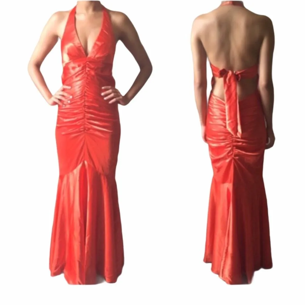 Orange mermaid gown - Image 2
