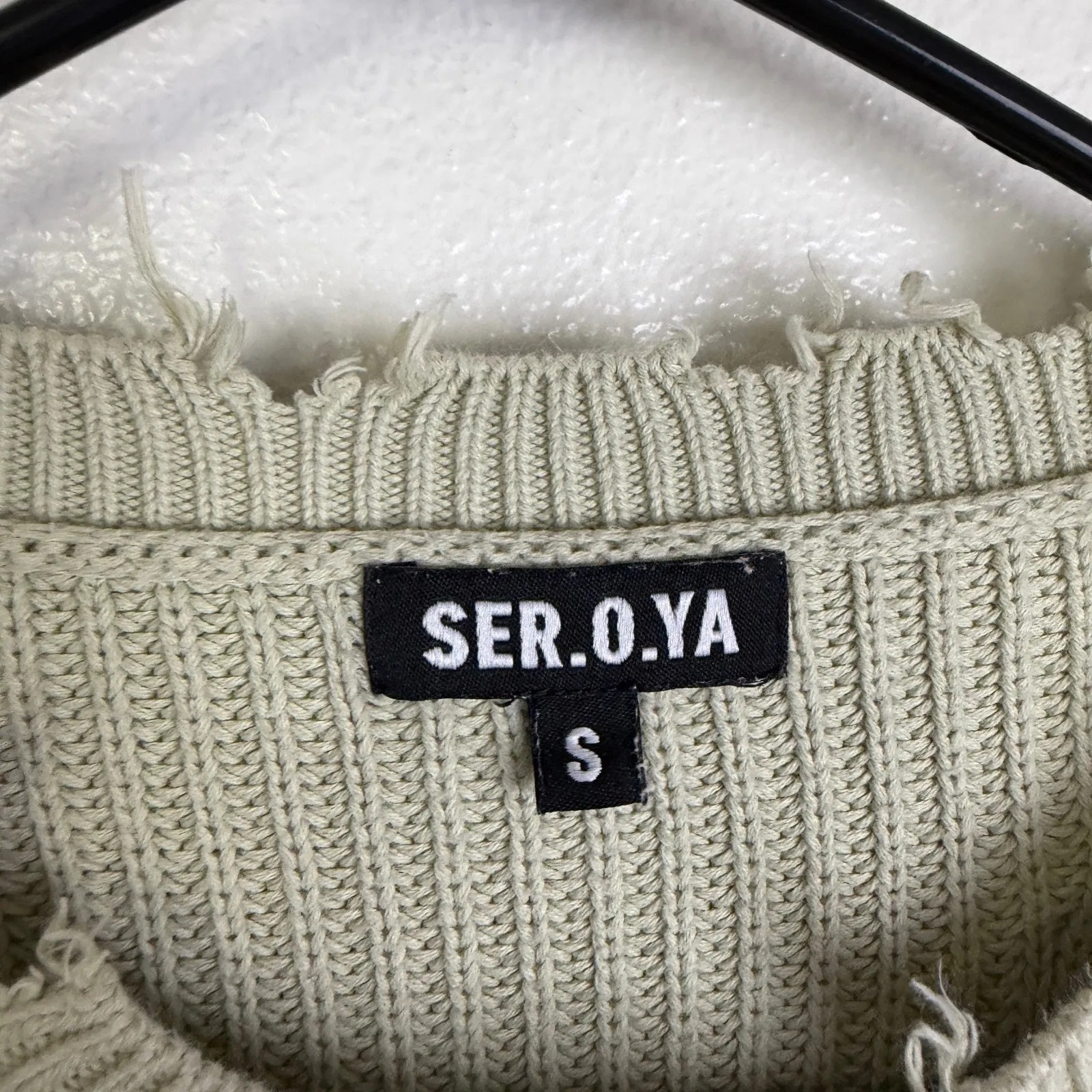 SER.O.YA Devlin Sweater Womens Small Sage Pullover Distressed Pullover Grunge * Green - Image 7