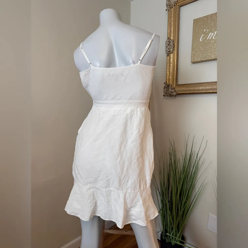 Banana Republic White Linen Blend  Ruffle Wrap Dress 0 - Image 6