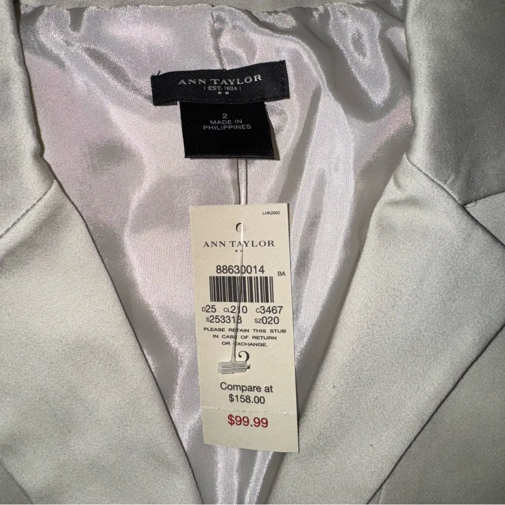 Ann Taylor New w $99 Tags Ivory Beige Two Button Blazer Womens XS 2 - Image 4