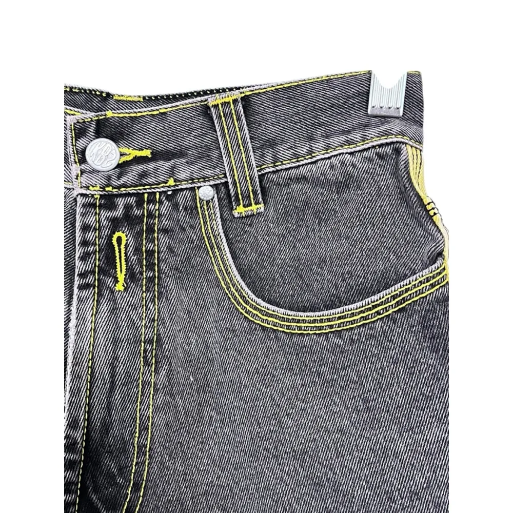 KB2 CO. Peace Embroidered Denim Jean Shorts Size 25W Studded Stitched Hippie Black - Image 6