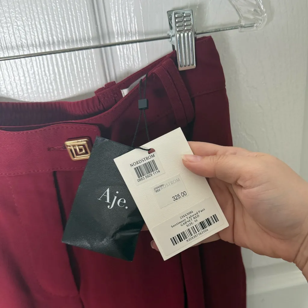 Aje Sentiment Tailored Pant in Garnet Red Size 6 - Image 7