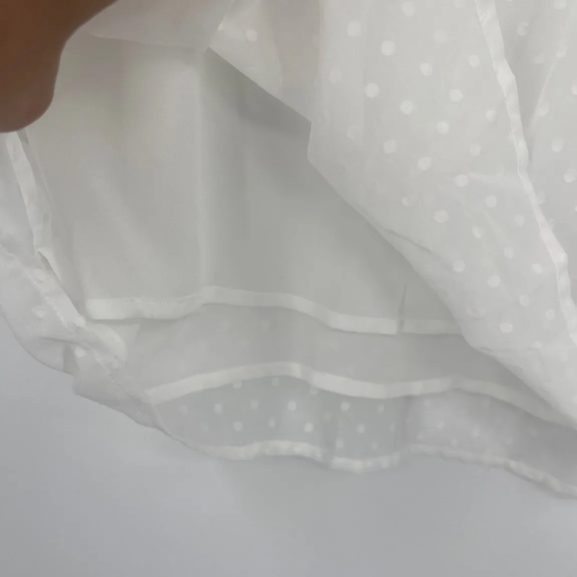 Agnes Orinda Swiss Dot Top Sz 3X White Cottage Boho Sheer Daintly Peplum Flowy - Image 4