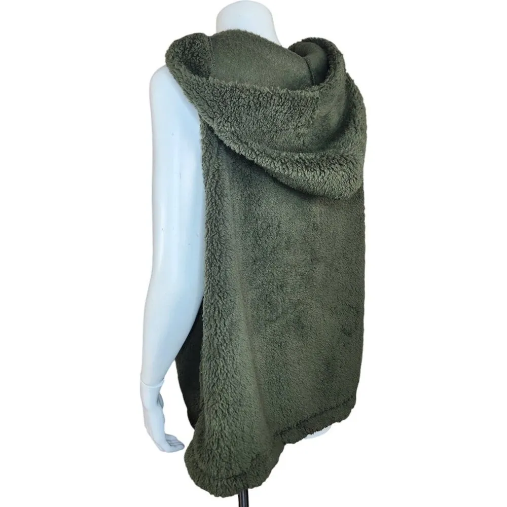 Koolaburra by UGG Brushed Back Sherpa Cozy Vest Olive Night XL Sleeveless Hooded - Image 5