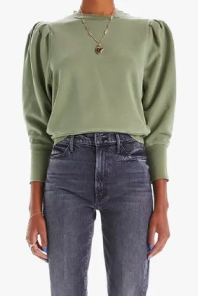 MOTHER Denim The Curve Ball Sweatshirt in Avocado size Medium (M) Green - Image 1