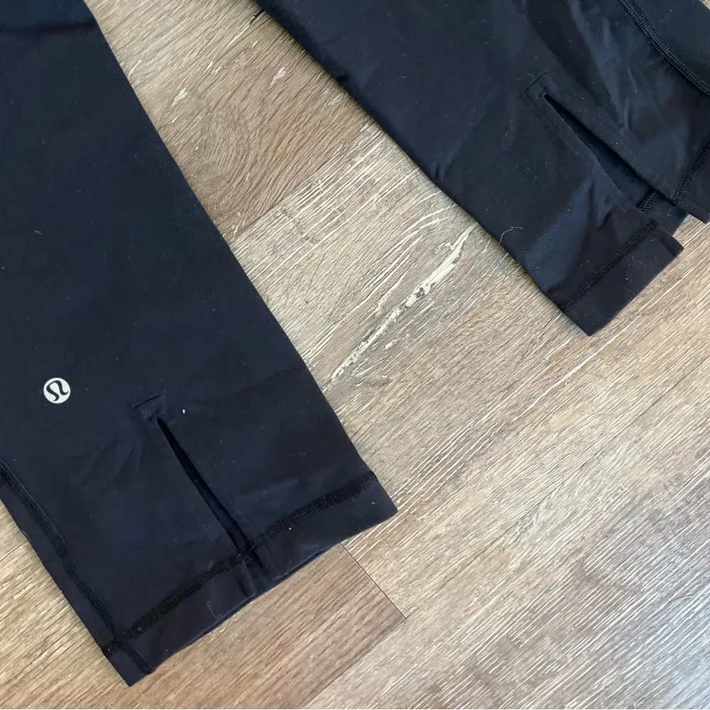 Lululemon Gather And Crow Crop Pants Slit Back Black Quilt Winter Pattern - Image 6